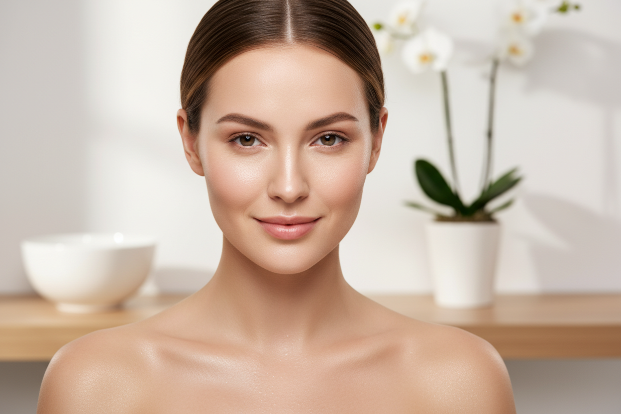 create an image of a women with really nice skin 